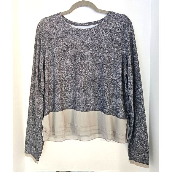 Lululemon Long Sleeve Top | Speckled Print Relaxed Fit Chiffon Hem Yoga Size 14 - Picture 1 of 6